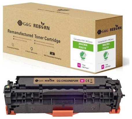 G&G Toner replaced HP, Canon 304A, 305A, 312A, 718M Compatible Magenta 2800 Sides Reborn remanufactured 21222