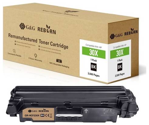 'G&G Reborn 30X Toner Cartridge, compatible with HP, 3,500 pages, black, in recycled packaging, 3-year warranty'