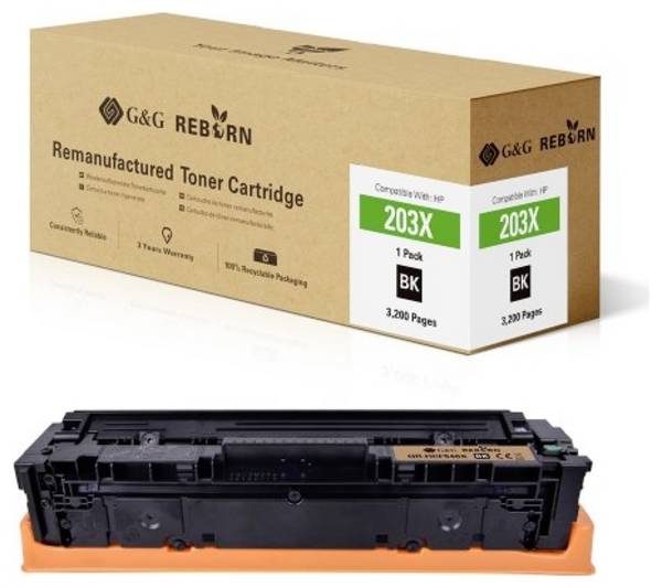 G&G Toner replaced HP 203X Compatible Black 3200 Sides Reborn remanufactured 21265