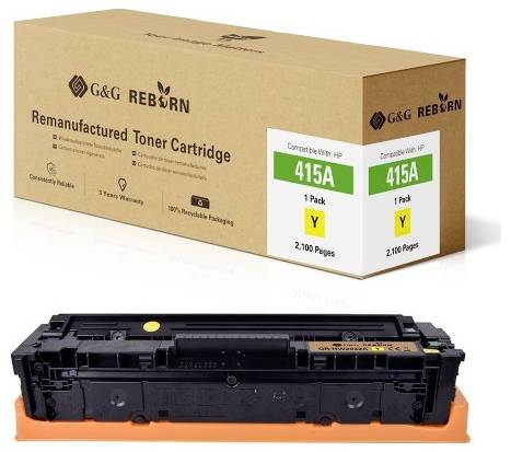 G&G Toner replaced HP 415A Compatible Yellow 2100 Sides Reborn remanufactured 21271