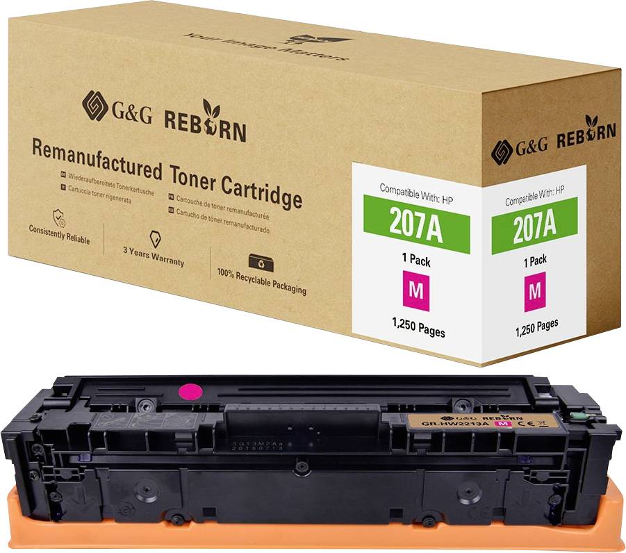 G&G Toner replaced HP 207A Compatible Magenta 1250 Sides Reborn remanufactured 21284