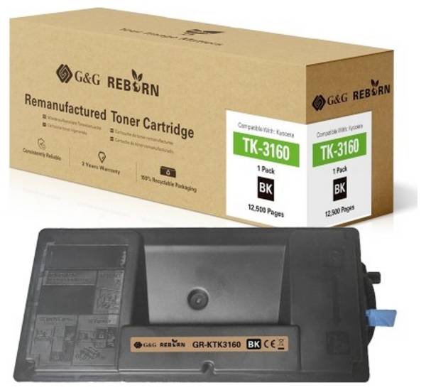 G&G Toner replaced Kyocera TK-3160 Compatible Black 12500 Sides Reborn remanufactured 21295