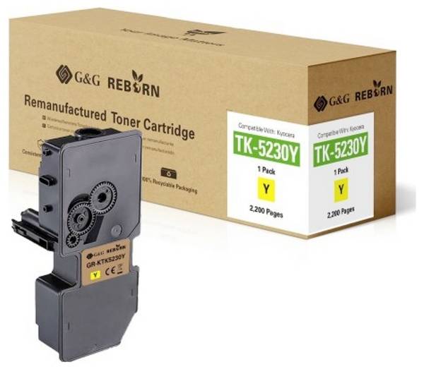 G&G Toner replaced Kyocera TK-5230Y Compatible Yellow 2200 Sides Reborn remanufactured 21303