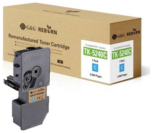 G&G Toner replaced Kyocera TK-5240C Compatible Cyan 3000 Sides Reborn remanufactured 21305