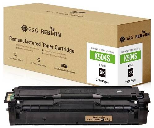 G&G Reborn Toner Cartridge, compatible with Samsung K504S, 2500 Pages, Black. 3 Year Warranty, 100% Recycled Packaging.