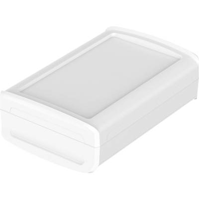 White, rectangular plastic box with a curved lid, suitable for storing small items.