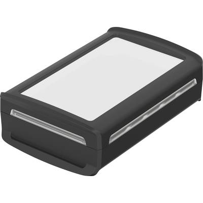 A rectangular, black plastic enclosure with a transparent lid. Possibly a storage container or an electronic device.