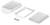 White plastic enclosures, consisting of base part, intermediate section, cover and four screws, for electronic use.