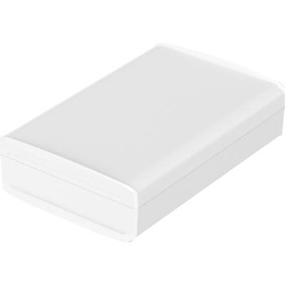 A rectangular, white plastic container with a lid, potentially for storing items.