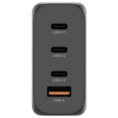 A black charger with three USB-C ports (USB-C1, USB-C2, USB-C3) and one USB-A port.