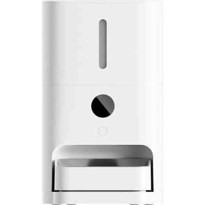 A white, modern rubbish bin with a sensor on the front and a drawer underneath for easy access.