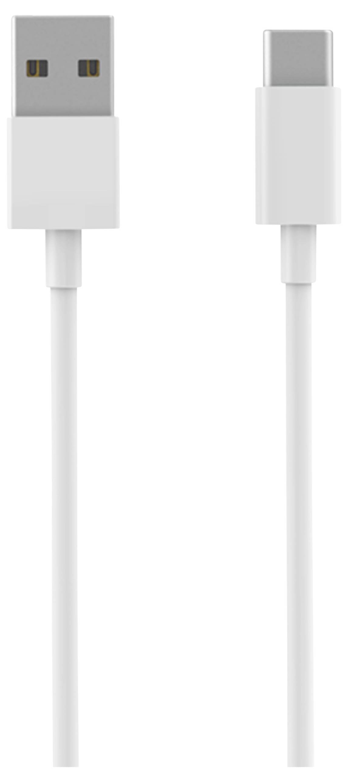 USB-A to USB-C charging cable, white, 20 cm, suitable for device charging and data transfer.