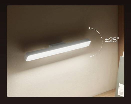 Wall light with a pivoting lamp head that can be adjusted up to 25 degrees upward. Illuminates a wall surface.