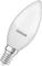 A white LED light bulb by OSRAM with a slim E14 base, suitable for energy-efficient lighting in households.