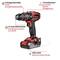 Cordless drill with 2-speed gearbox, 3 functions (screwing, drilling, hammer drilling), 13 mm chuck and LED light for illumination.