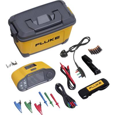 A yellow multimeter set with accessories: test leads, crocodile clips, batteries, and carry case. Suitable for electrical measurement.
