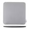 A grey, square memory foam mat with rounded corners, with a long, flat cushion underneath; serves as a wrist rest.