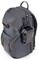 A large, grey and black rucksack with multiple zip compartments and a robust, attached case on the side.