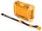 A transparent, orange protective case 'Nanuk Nano 310' with a black carry strap beside it.