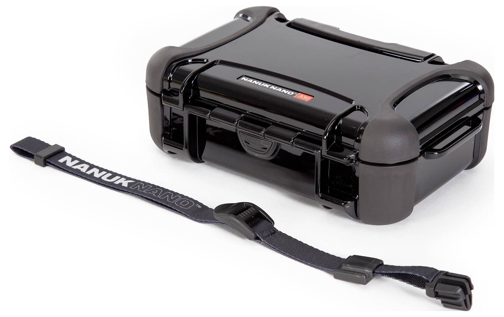 Nanuk Nano-Case in Black with Closure and Removable Carrying Strap. Suitable for protecting smaller items.