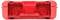 Red, rectangular storage box with translucent plastic and a central closure, against a white background.