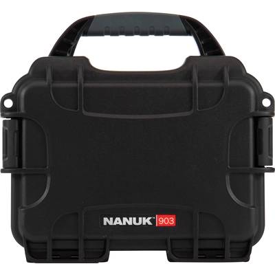 Black, robust transport case with red 'NANUK 903' label, suitable for safely transporting delicate items.