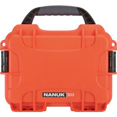 Orange protective carry case with handle, robust design and fastenings, suitable for the secure transportation of delicate items.