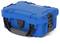 Blue, robust protective case with black handle and fastenings. Ideal for the secure transportation of delicate items.