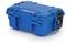 Blue, sturdy protective case with black latches, suitable for the secure transportation of delicate equipment or items.