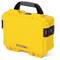 A yellow Nanuk 904 hard-shell case with a black handle and locks. Robustly built for the secure transportation of delicate items.