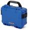 Blue, robust carry case with black handle and closures, suitable for securely transporting items.