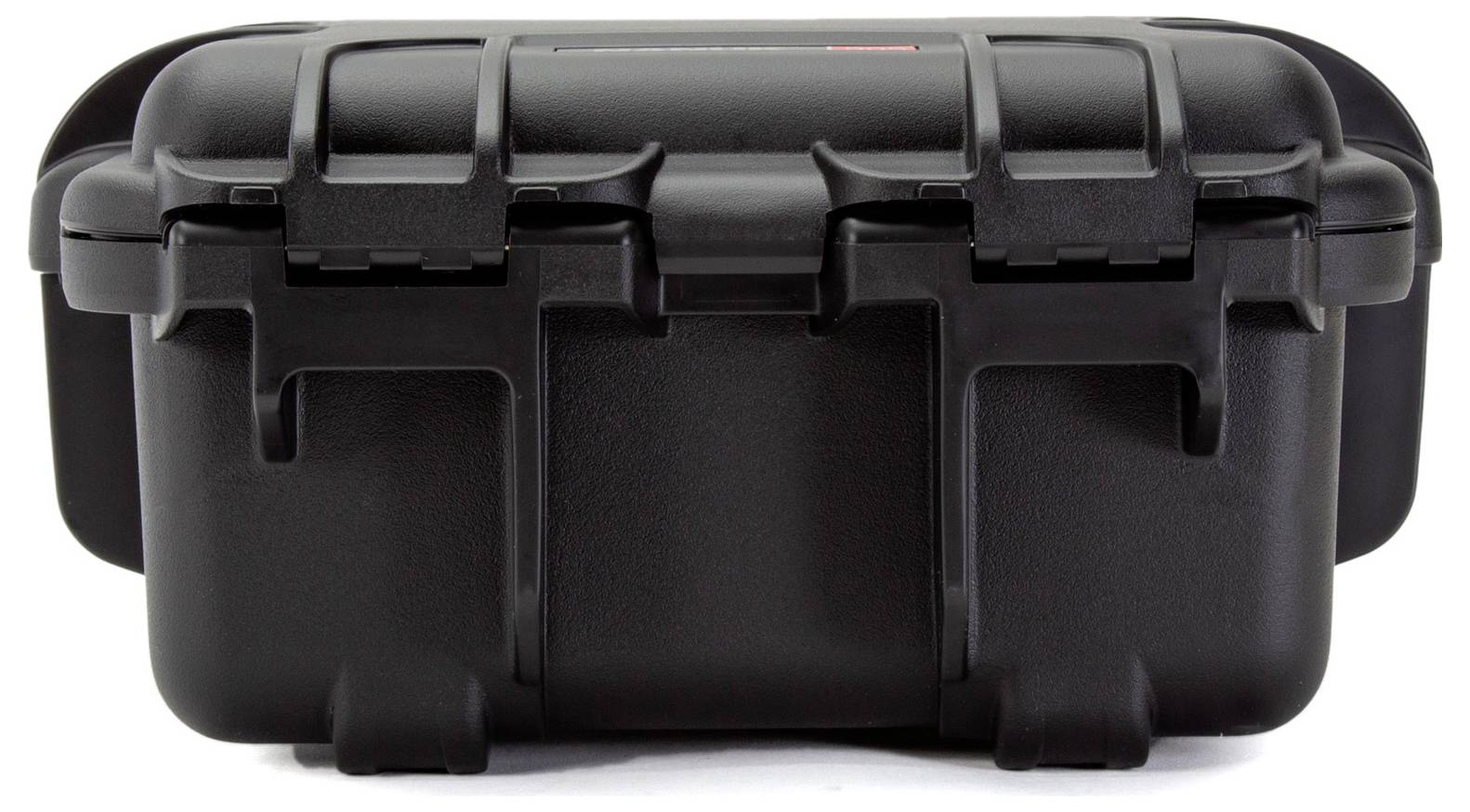 Black, robust protective case with two locks.