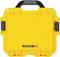 Yellow plastic case with black handle, sturdy and robust, for transporting and protecting delicate items, brand 'Nanuk 905'.