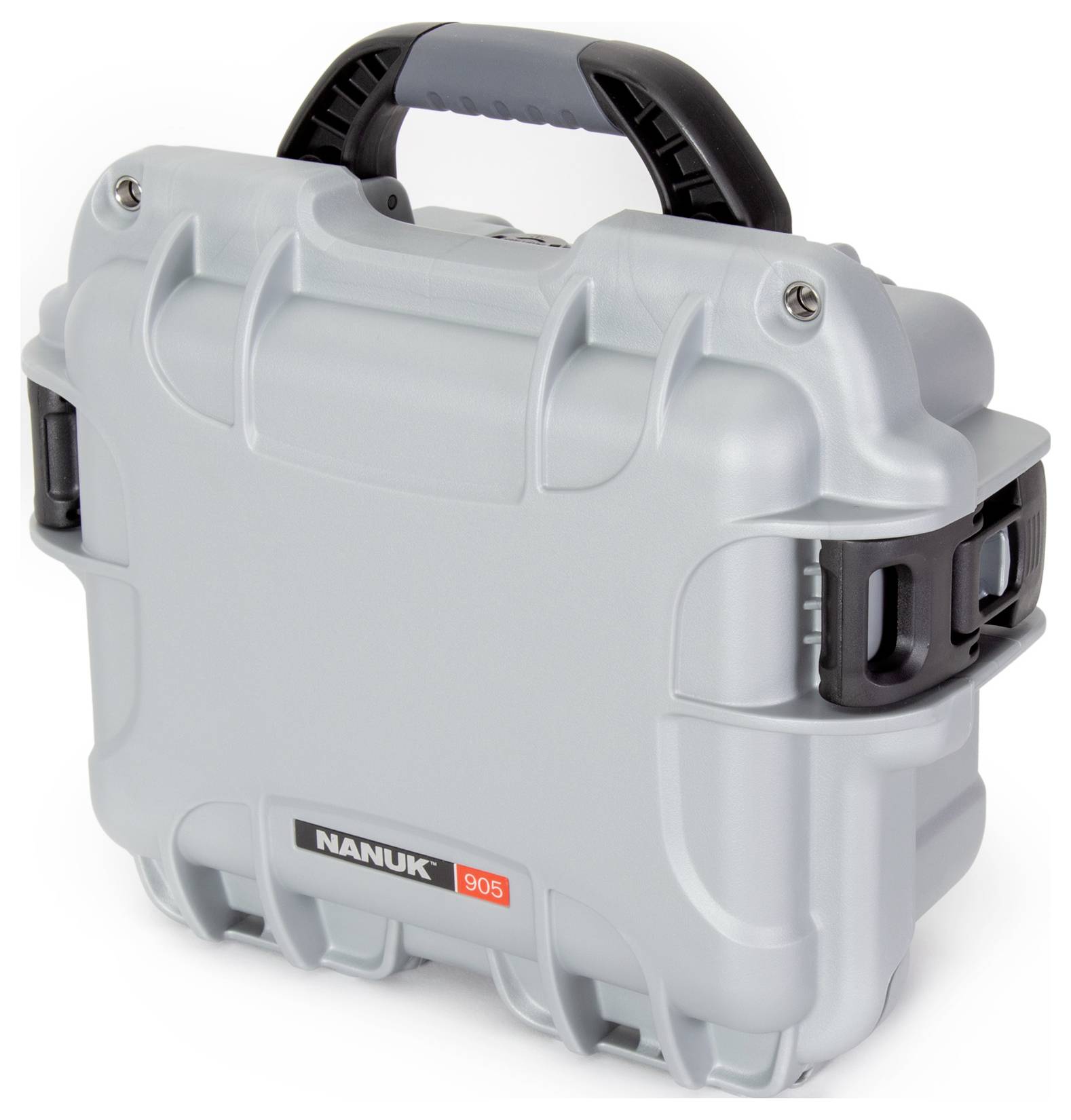 Grey hard-shell case with black handle. 'NANUK 905' printed on the front. Robust design for secure transportation.