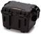 Black, robust protective plastic case with multiple fastening clasps, suitable for the secure transportation of sensitive equipment.