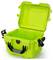 A luminous green, open protective plastic case with a black handle and locks, suitable for secure transportation.