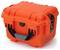 A bright orange, robust protective case with a handle at the front. Suitable for the safe transportation of delicate items.