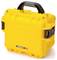 A yellow, robust Nanuk case with a black handle and fastenings. Suitable for the secure transportation of delicate equipment.