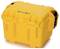 Robust yellow hard-shell suitcase with black handle and clasps. Brand name 'Nanuk' on the suitcase lid.