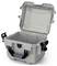 Grey, open hard-shell case with closure clips and a front handle, suitable for securely transporting delicate equipment.
