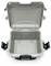 A grey open plastic case with reinforced edges and snap locks, empty. Ideal for secure transportation.