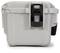 A grey, robust suitcase with a black fastening on the front, suitable for protecting and transporting delicate items.