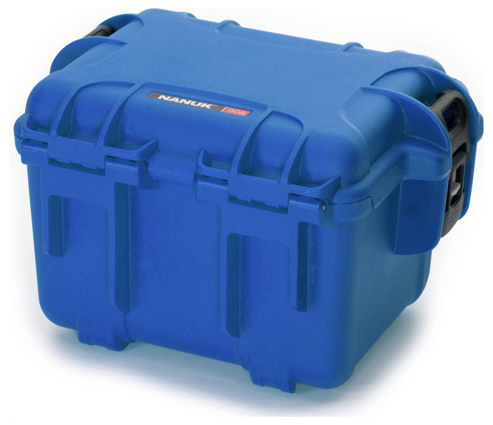 Blue, robust protective case with locks and handles, designed for the secure transportation of delicate items.