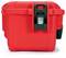 Robust red plastic transport box with black lid and carry handle.