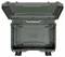 An open, empty, robust green suitcase with two black locks, likely designed for the secure transportation of delicate items.