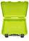 An open, empty, bright green suitcase with a robust design. Ideal for the secure transportation of delicate items.