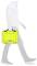 A person is carrying a yellow suitcase in their right hand.
