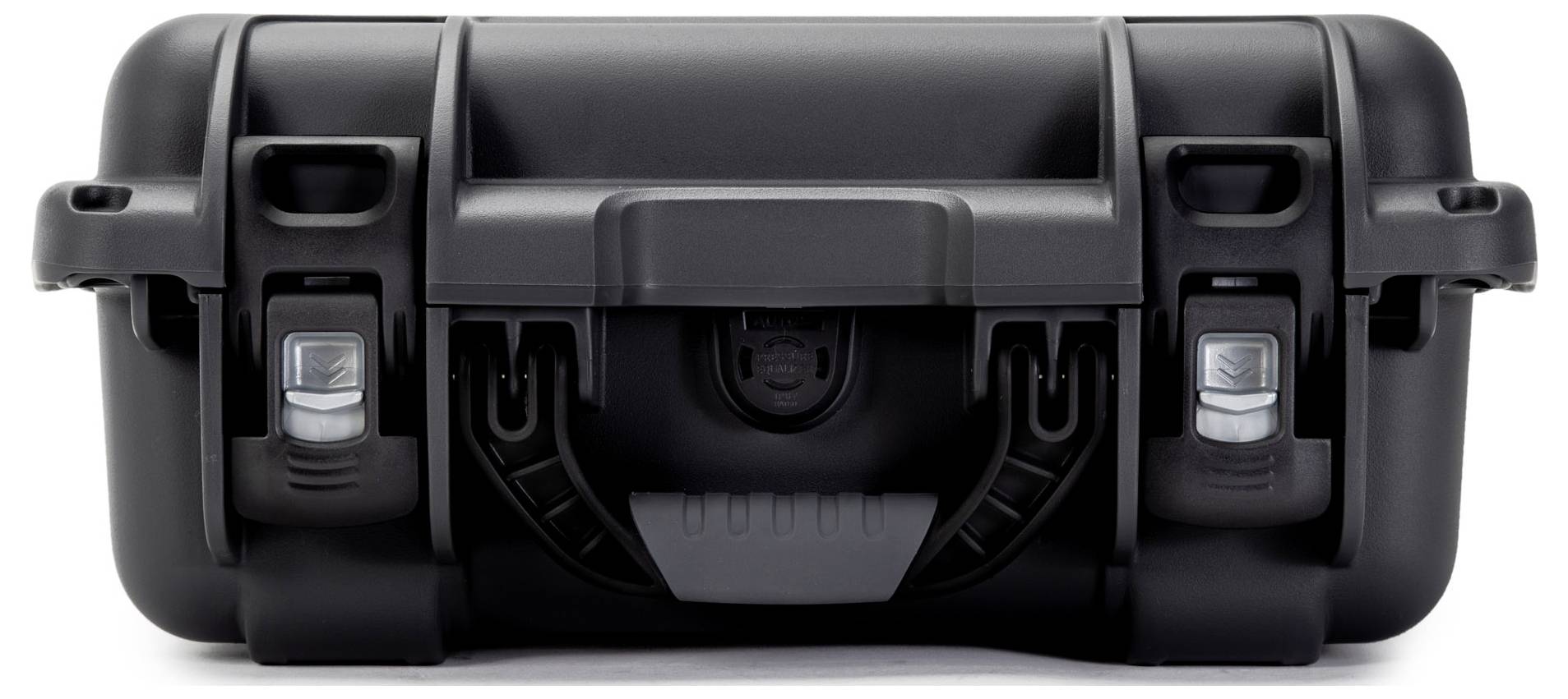 Black, robust protective case with locks and handle. Suitable for secure storage and transportation of delicate items.