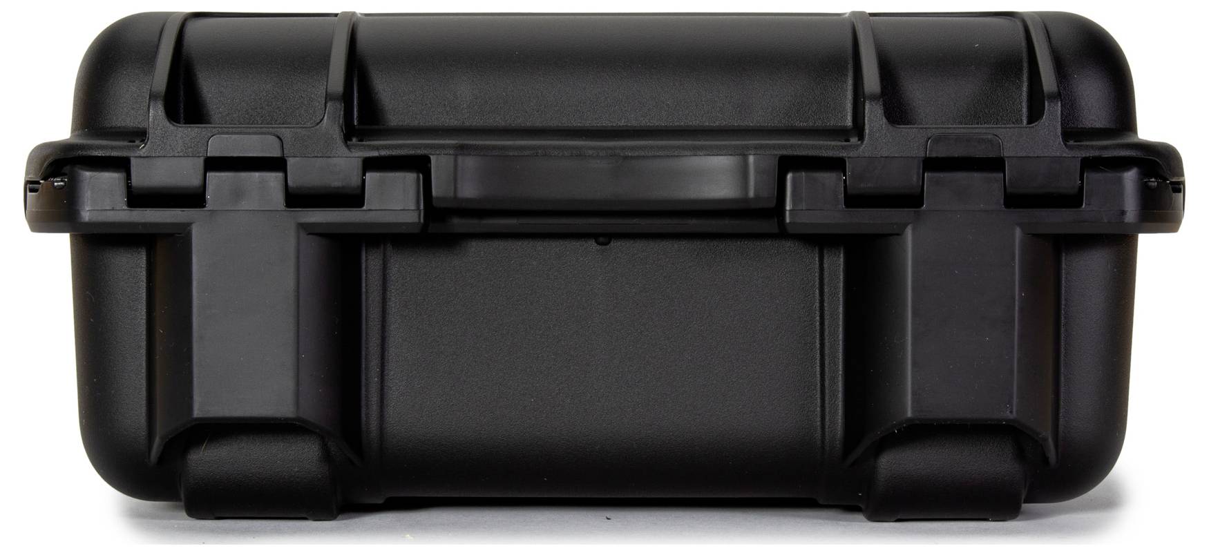 A robust black plastic case with handle. Suitable for protecting delicate equipment during transportation.