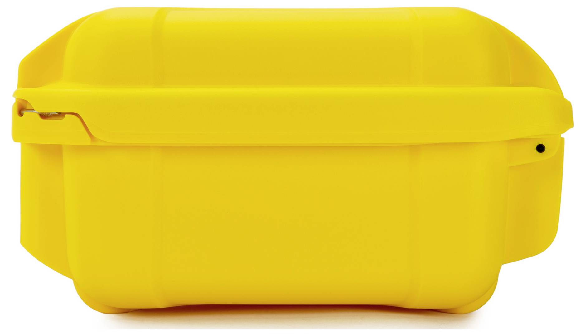 A bright yellow, rectangular plastic container with rounded corners. Possibly suitable for protecting or transporting items.
